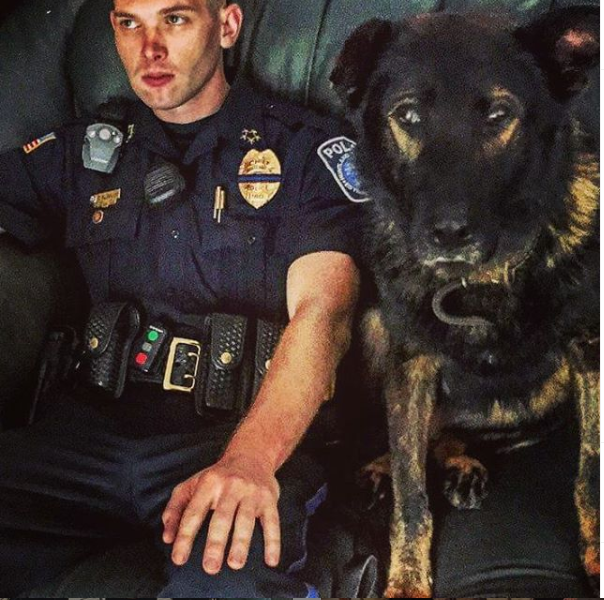 Ryan Albaugh in law enforcement with K9 partner